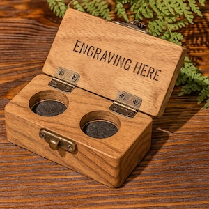 Caja de madera para anillos – Estuche de nogal hecho a mano con grabado gratuito – Caja minimalista para anillos de boda