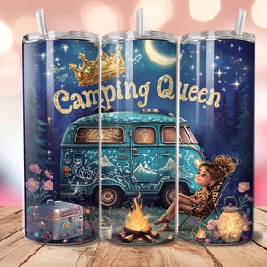 Camping Queen Tumbler Wrap: Camper Van Design (Digital Download)