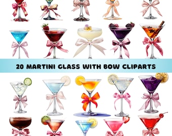 Aquarell Martini Glas Clipart Set: Cocktail Party Designs (digitaler Download)