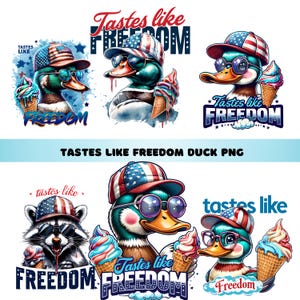 Funny Duck Patriotic PNG: 4th of July Sublimation Designs (Digital Download)