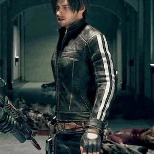 Leon S Kennedy Läderjacka, Resident Evil Cosplay, Biker Ytterkläder bild 8