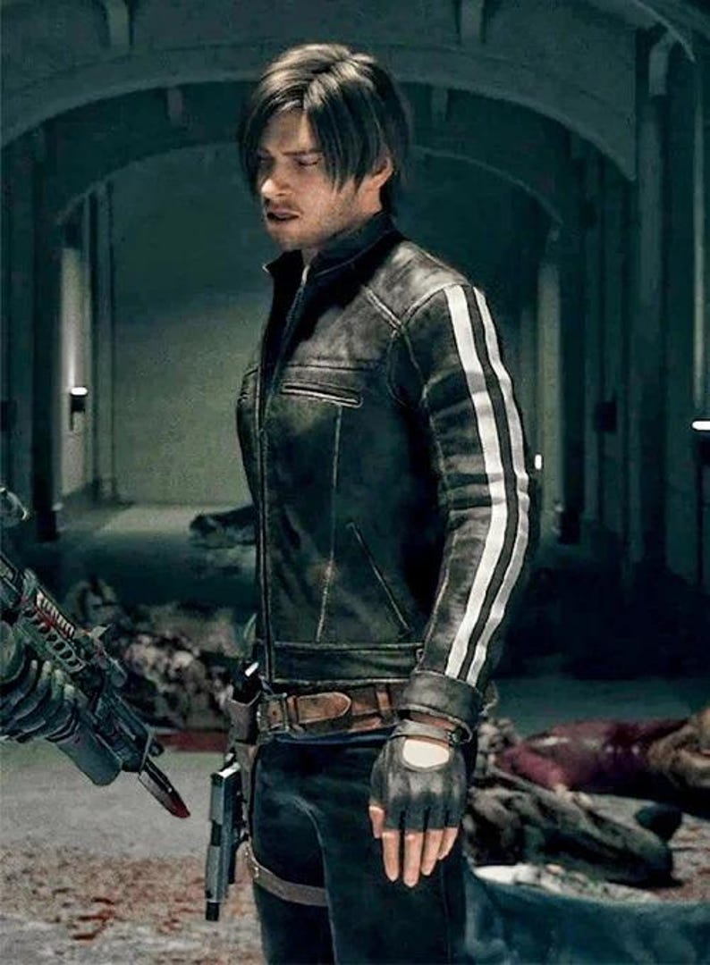 Leon S Kennedy Läderjacka, Resident Evil Cosplay, Biker Ytterkläder bild 8