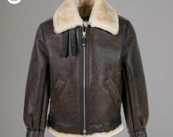 Leon S Kennedy Shearling Jacket, Resident Evil 4 Brown Sheep Leather Jacket, Real Leather Motorcycle Coat, Leon Kennedy Cosplay Costume