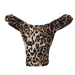 Leopard Print Satin Gaff Thong Feminine Tucking Panty for Crossdressers & Trans
