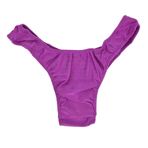 Purple Satin Gaff Thong for Transgender Crossdresser smooth tuck