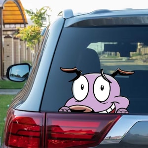 Moed de laffe hond Gluren Peek Peekabo Bumper Window Vinyl Decal Leuke Hond Anime Cartoon Stickers Meme