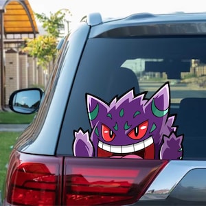 Tribal Gengar Evolved Peeking Peek Peekabo Peekers Bumper Window Vinyl Decal Anime Kids Cartoon Stickers