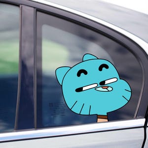 Gumball monde incroyable drôle coup d'oeil coup d'oeil cachette pare-chocs fenêtre vinyle autocollant mignon dessin animé dessin animé autocollants Meme