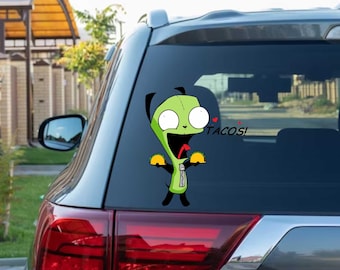 Invader Zim Gir Love Tacos Sad Peeking Peek Peekabo Bumper Window Vinyl Decal Cute Dog Anime Cartoon Stickers Meme