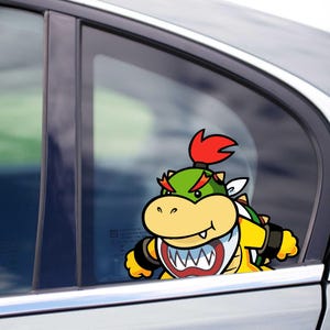 Stickers muraux Bowser mignon jetant un coup d'oeil Peekabo fenêtre de pare-chocs en vinyle Stickers de jeu vidéo dessin animé Mario jeu classique SNES