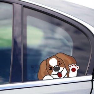 Cute Beagle Dog Peeking Peek Peekabo Peekers Bumper Window Vinyl Decal Puppy Stickers