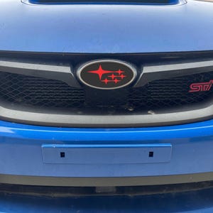 2008-2014 Subaru STI WRX hatchback sedan Emblem Overlay Decals Set of 3  Front Grill, Rear trunk and Steering Wheel any color available