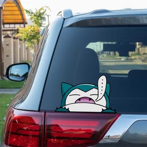 Snorlax Peeking while sleeping Peek Peekabo Peekers Bumper Window Vinyl Decal Anime Kids Cartoon Video Game Stickers