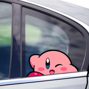 Cute Kirby Cloud Peeking Peek Peekabo Peekers Bumper Window Vinyl Decal Anime Kids Cartoon Video Game Stickers