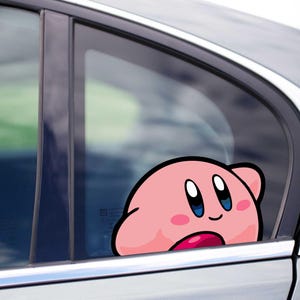 Cute Kirby Peeking Peek Peekabo Peekers Bumper Window Vinyl Decal Anime Kids Cartoon Video Game Stickers
