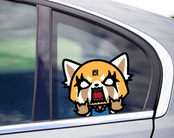 Aggre tsuko rock and roll peeker peeking decal cartoon character sticker for cars trucks anime movie funny cool drawing