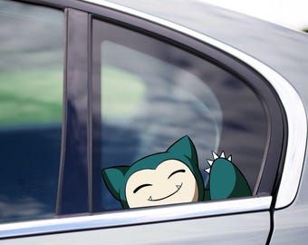 Snorlax Waving Peeking Peek Peekabo Peekers Bumper Window Vinyl Decal Anime Kids Cartoon Legendary Stickers