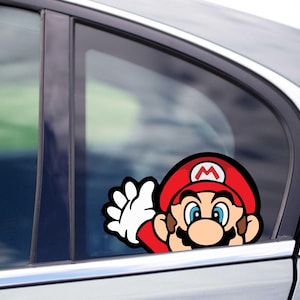Cute Mario bro Peeking Peekers Peekabo Bumper Window Vinyl Decal Anime Cartoon Video Game Stickers Plumber Classic Game SNES