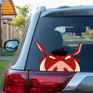 Pumba Peeking Peek Peekabo Bumper Window Vinyl Decal Anime Cartoon Disney Lion King Stickers Bore Pig Meme