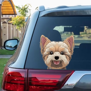 Cute Yorkie Dog Peeking Peek Peekabo Peekers Bumper Window Vinyl Decal Puppy Stickers
