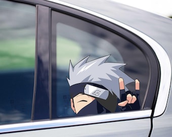 Rock sign peeking anime super decal cartoon ninja slay fighter sticker for cars trucks tiktok instagram manga leaf village sensei