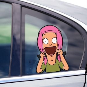 Happy Louise from Bob&#39;s Burger Peeking Peek Peekabo Peekers Bumper Window Vinyl Decal Movie Bob Burger Stickers