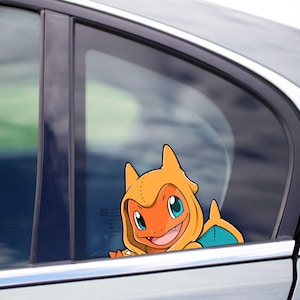 Charmander with an ambition Peeking Peek Peekabo Peekers Bumper Window Vinyl Decal Anime Fire Dragon Legendary Stickers