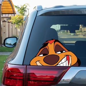 Timon en Pumba Peeking Peek Peekabo Bumper Window Vinyl Decal Anime Cartoon Disney Lion King Hakunnah Stickers Meme