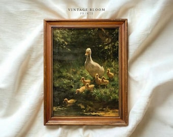 Vintage Duck Family Print | Rustic Cottagecore Nursery Art | Digital Download