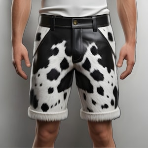 Handmade Cowhide Leather Shorts | Men’s Western Rodeo Cowboy Shorts | Festival Ranch Wear | Vintage Rockabilly