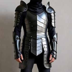 Black Knight Leather Armor | Medieval Cosplay Armor | LARP & Renaissance Costume | Fantasy Warrior Armour | Custom Handmade Battle Suit