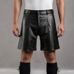 Men’s Black Leather Shorts Handmade Genuine Sheep Leather | Gothic Punk Biker Festival Fashion