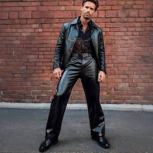 Men’s Black Handmade Genuine Leather Pants | Classic Rocker Biker Trouser | Comfortable Straight Fit