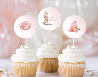 24 Stück Teeparty Cupcake-Deko – Rosa & Gold Glitzer Topper Für Babyparty, 1. Geburtstag & Hochzeit