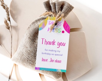 Editable Painting Birthday Party Favor Tag Printable Art Birthday Gift Tag Template, Girl art party 1243