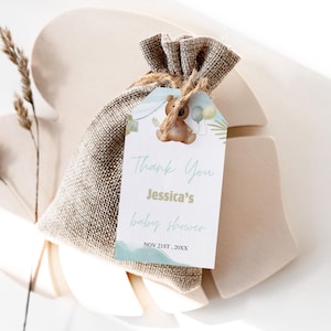 Editable Teddy Bear Baby Shower Favor Tags, Brown teddy bear Baby Shower Favor Tags, baby shower Gift tag 1232