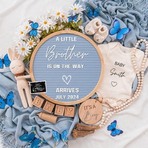 Spring Boy Pregnancy Announcement Digital Baby Announcement Boy Gender Reveal Social Media Reveal Editable Template Its a Boy Little Brother