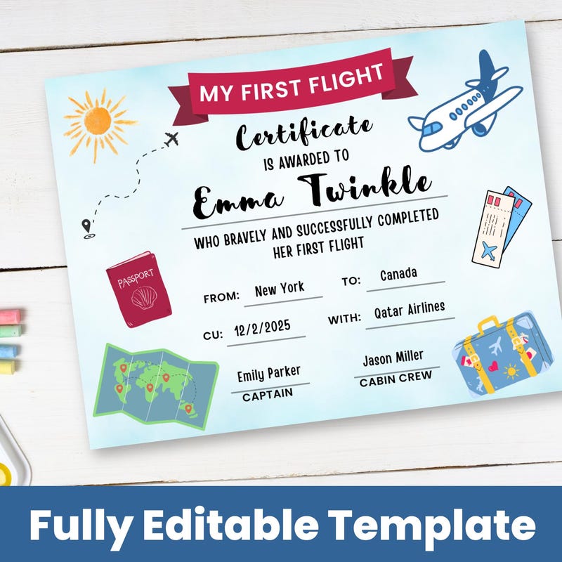 First Flight Certificate - Etsy