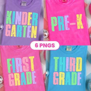 Retro Neon Back to School PNG Bundle, Girly Pink Bow, Hand Drawn, Colorful Coquette Kindergarten Pre-K 1st 2nd 3rd 4th Grade Png