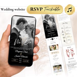 Wedding Invite Template | RSVP Music Track Responses Invitation Mariage Digital Wedding Invitation Countdown | Customizable Animated image 1