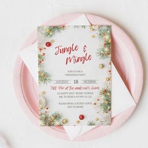 Editable Christmas Party Invitation, Christmas Party Invitation, Party Announcement, Printable Template, Christmas Invitation Download