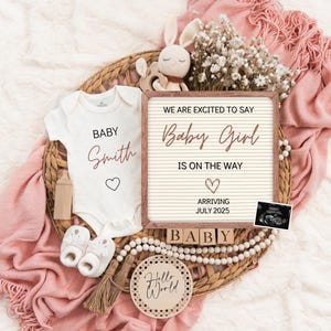 Girl Pregnancy Announcement Digital Baby Announcement Girl Gender Reveal Social Media Reveal Editable Template Its a Girl Little Sister