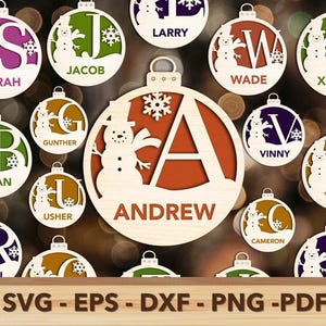 A to Z Christmas Balls svg, Monogram ornaments, Snowman svg,Snowman Ornaments svg, Christmas Ornament svg,Laser cut file,Glowforge, Cricut