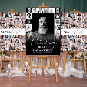 Funeral Photo Collage Sign Set Templates, Celebration of Life, In Loving Memory, Memorial Poster Size,  Funeral Welcome Sign Template