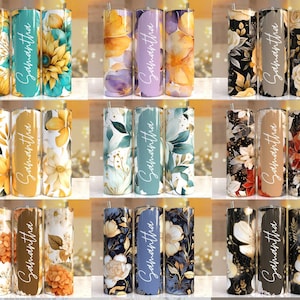 100 + Add your own text Floral tumbler, 20oz Skinny Tumbler Sublimation Designs Tumbler PNG File Digital Download, Colorful Flowers png image 5