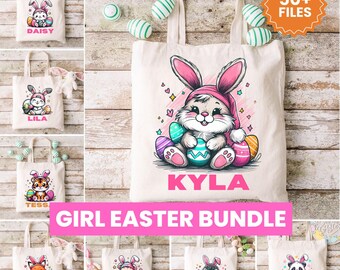 EASTER Sublimation Girls Name Mega Bundle of 50+ Cute Animals Sublimation Tumbler Tshirts Mugs Templates Pink Designs png