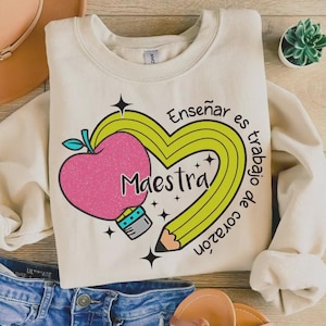 Retro Maestra Word Png, Teacher Life Png, Teacher Appreciation Gift, Maestra School Png, Teach Love Inspire, Spanish Teacher, Back To School
