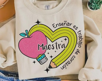 Retro Maestra Word Png, Teacher Life Png, Teacher Appreciation Gift, Maestra School Png, Teach Love Inspire, Spanish Teacher, Back To School