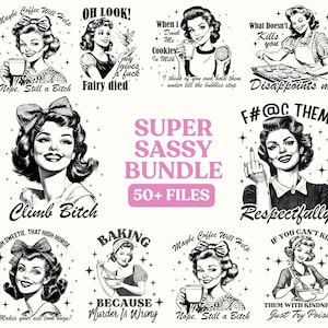 Retro Sassy Housewife PNG Bundle, Adult Humour, Sarcastic Shirt Designs Png, Retro Clip Art Bundle,  Retro sarcastic saying, Funny Sayings