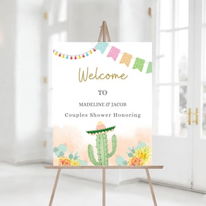 Editable Taco Bout Love Couples Shower Welcome Sign Boho Fiesta Cactus Succulent Mexican Desert Digital Welcome Sign Printable 074
